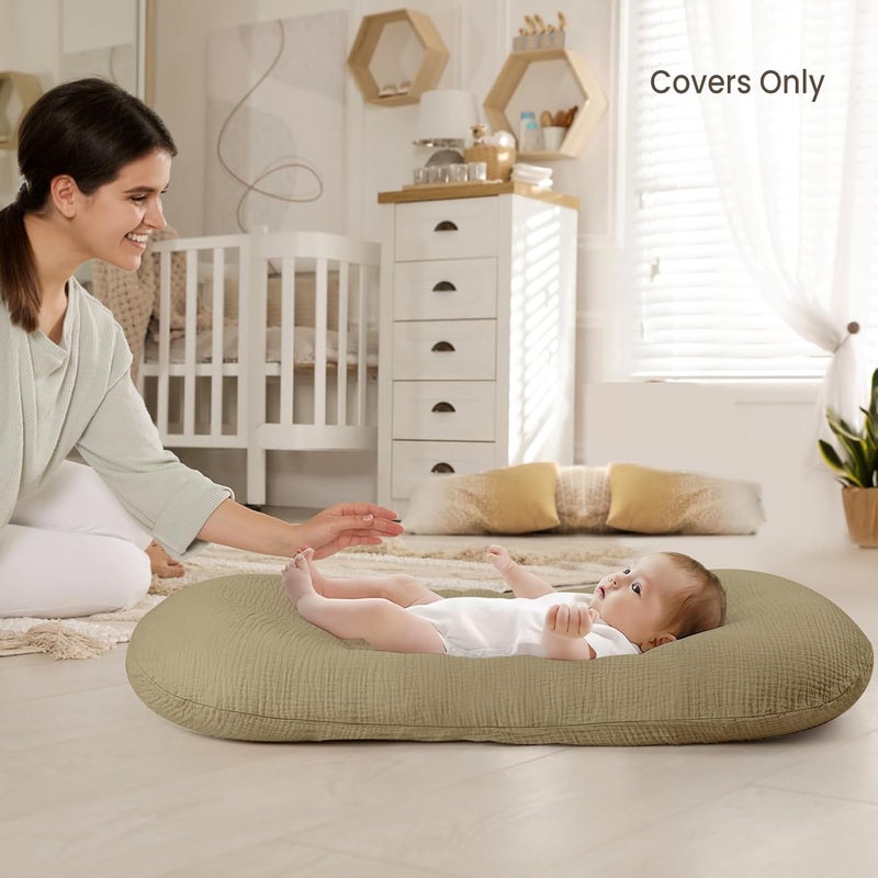 Termichy Baby Lounger Cover Muslin: Soft Cotton Slipcover for Snuggle Me Lounger - Removable & Machine Washable for Daily Use - Zipper-Free & Skin-Friendly for Newborn Girls and Boys - Image 2